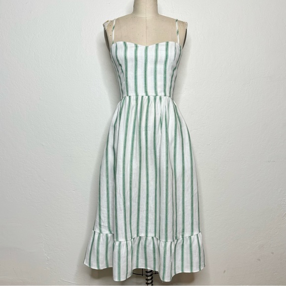 Reformation Eileen Striped Linen Midi Dress Sz 0 - Picture 6 of 10